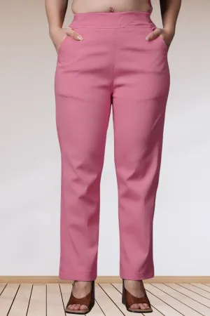 Pink Lycra Slub Pants