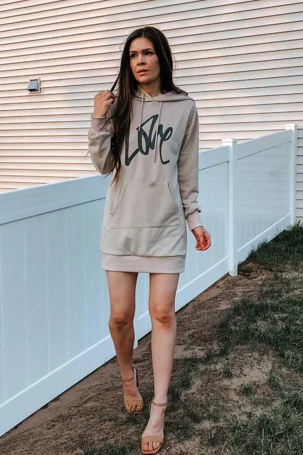 PRETTYGARDEN Women's Hooded Sweatshirt Fall Fashion Drawstring Lightweight Long Sleeve Pullover Hoodie Dress