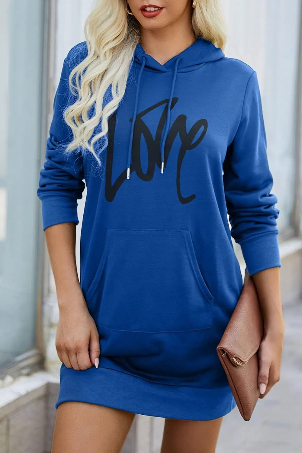 PRETTYGARDEN Women's Hooded Sweatshirt Fall Fashion Drawstring Lightweight Long Sleeve Pullover Hoodie Dress