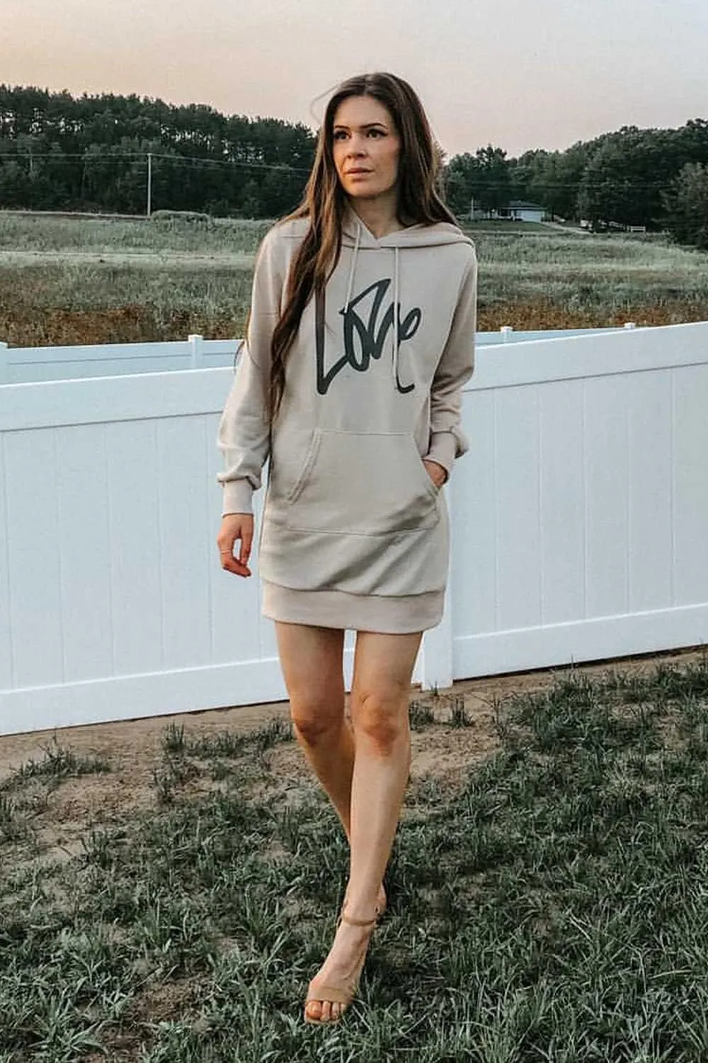 PRETTYGARDEN Women's Hooded Sweatshirt Fall Fashion Drawstring Lightweight Long Sleeve Pullover Hoodie Dress