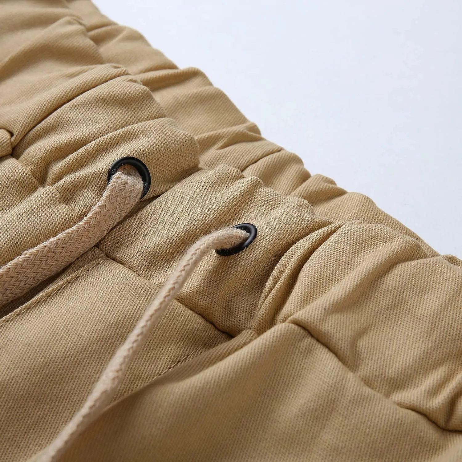 QWENTMTNTY Mens Cargo Pants Casual Elastic Waist Slim Fit Workout Joggers Big Tall Outdoor Hiking Cotton Sweatpants Pockets