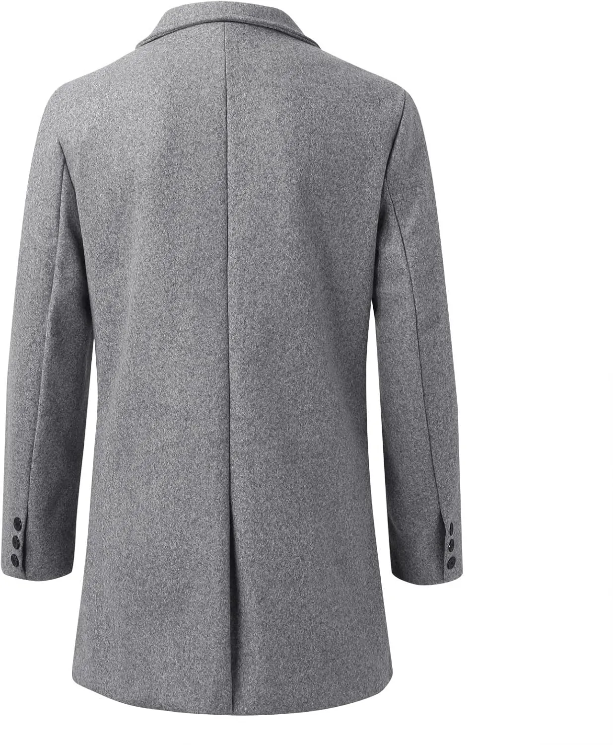 QWENTMTNTY Wool Pea Coats for Men Winter Slim Fit Casual Single Breasted Trench Coat Mid-Length Thermal Business Peacoat