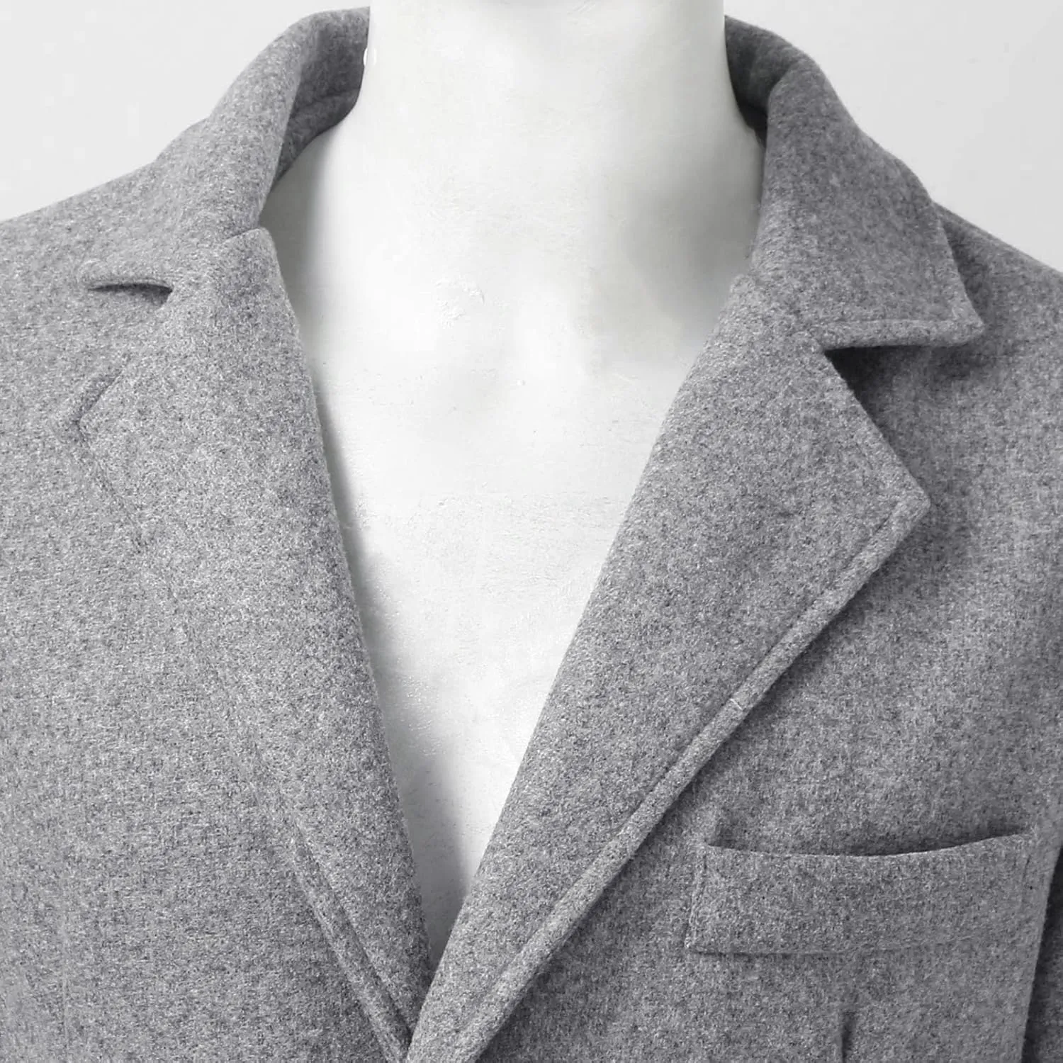 QWENTMTNTY Wool Pea Coats for Men Winter Slim Fit Casual Single Breasted Trench Coat Mid-Length Thermal Business Peacoat