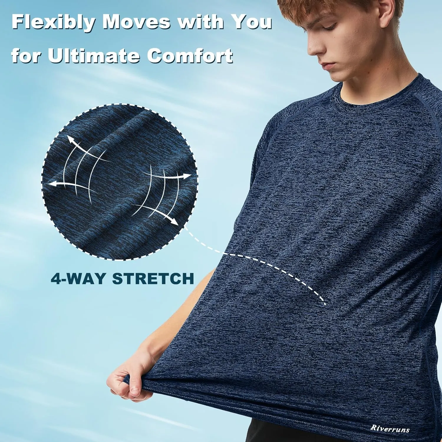 Riverruns UPF 50  UV Sun Protection Fishing Shirt Breathable Quick Dry Swim Shirt Rash Guard Water Beach T-Shirt for Men