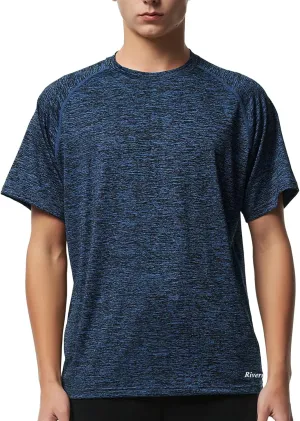 Riverruns UPF 50  UV Sun Protection Fishing Shirt Breathable Quick Dry Swim Shirt Rash Guard Water Beach T-Shirt for Men