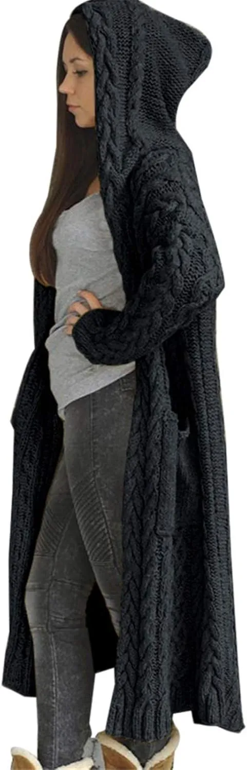 SHAOBGE Sweater Formal Coat Solid Solid Sweater Winter Long Knitted Pocket Loose Women Light Sweaters for Women Open