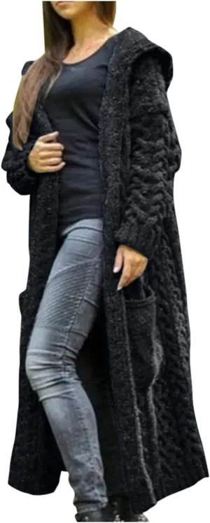 SHAOBGE Sweater Formal Coat Solid Solid Sweater Winter Long Knitted Pocket Loose Women Light Sweaters for Women Open