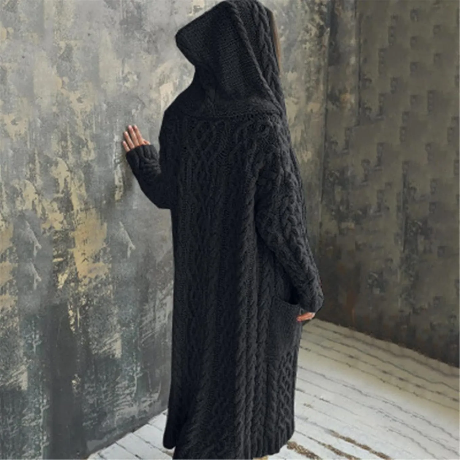 SHAOBGE Sweater Formal Coat Solid Solid Sweater Winter Long Knitted Pocket Loose Women Light Sweaters for Women Open