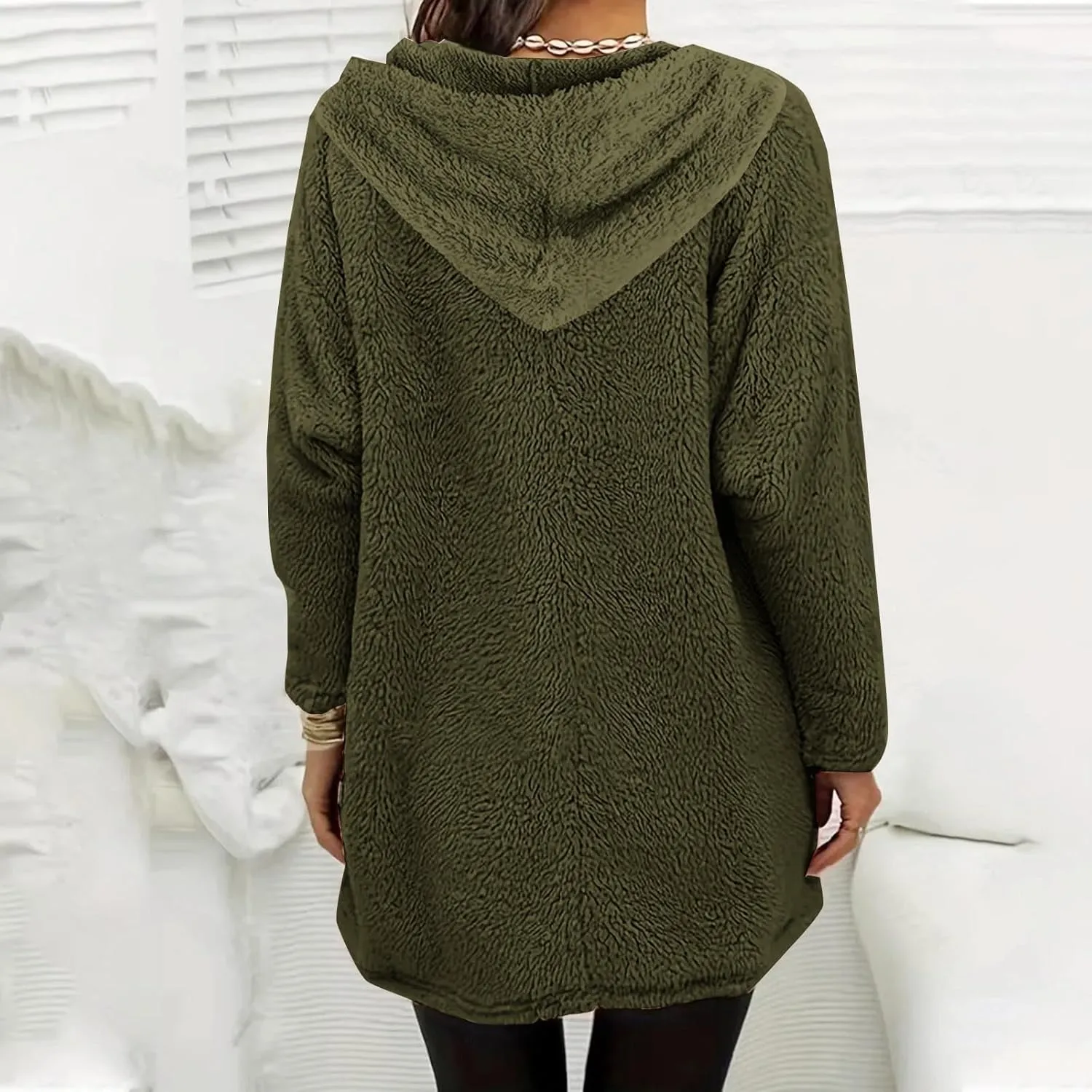 Sherpa Hoodie for Women Fleece Pullover Sweater Oversized Graphic Sweatshirt with Pockets Warm Winter Clothes