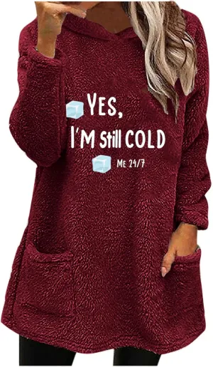 Sherpa Hoodie for Women Fleece Pullover Sweater Oversized Graphic Sweatshirt with Pockets Warm Winter Clothes