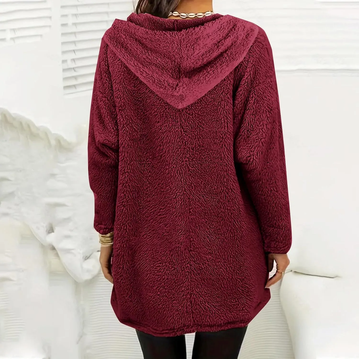 Sherpa Hoodie for Women Fleece Pullover Sweater Oversized Graphic Sweatshirt with Pockets Warm Winter Clothes