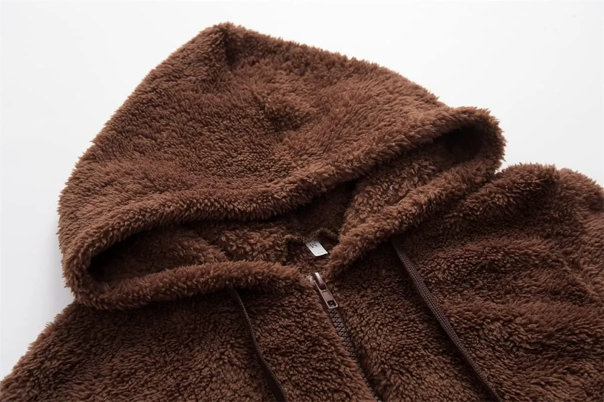 Sherpa Pullover Womens Fleece Sweatshirts Fuzzy Hoodies Fall Outfits Sport Oversized Hoodie Cozy Outerwear with Pocket