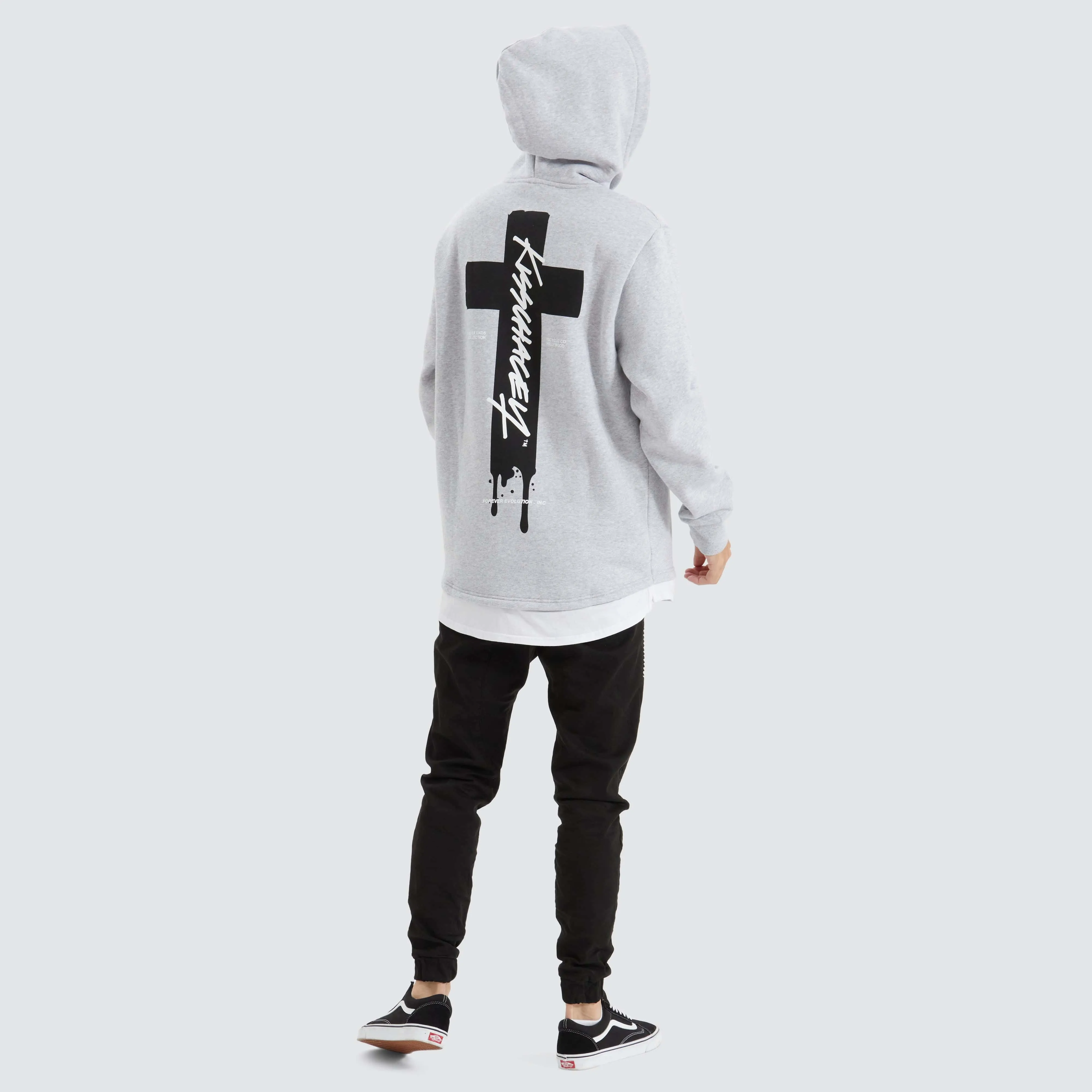 Silverthorne Heavy Layered Dual Curved Hoodie Grey Marle