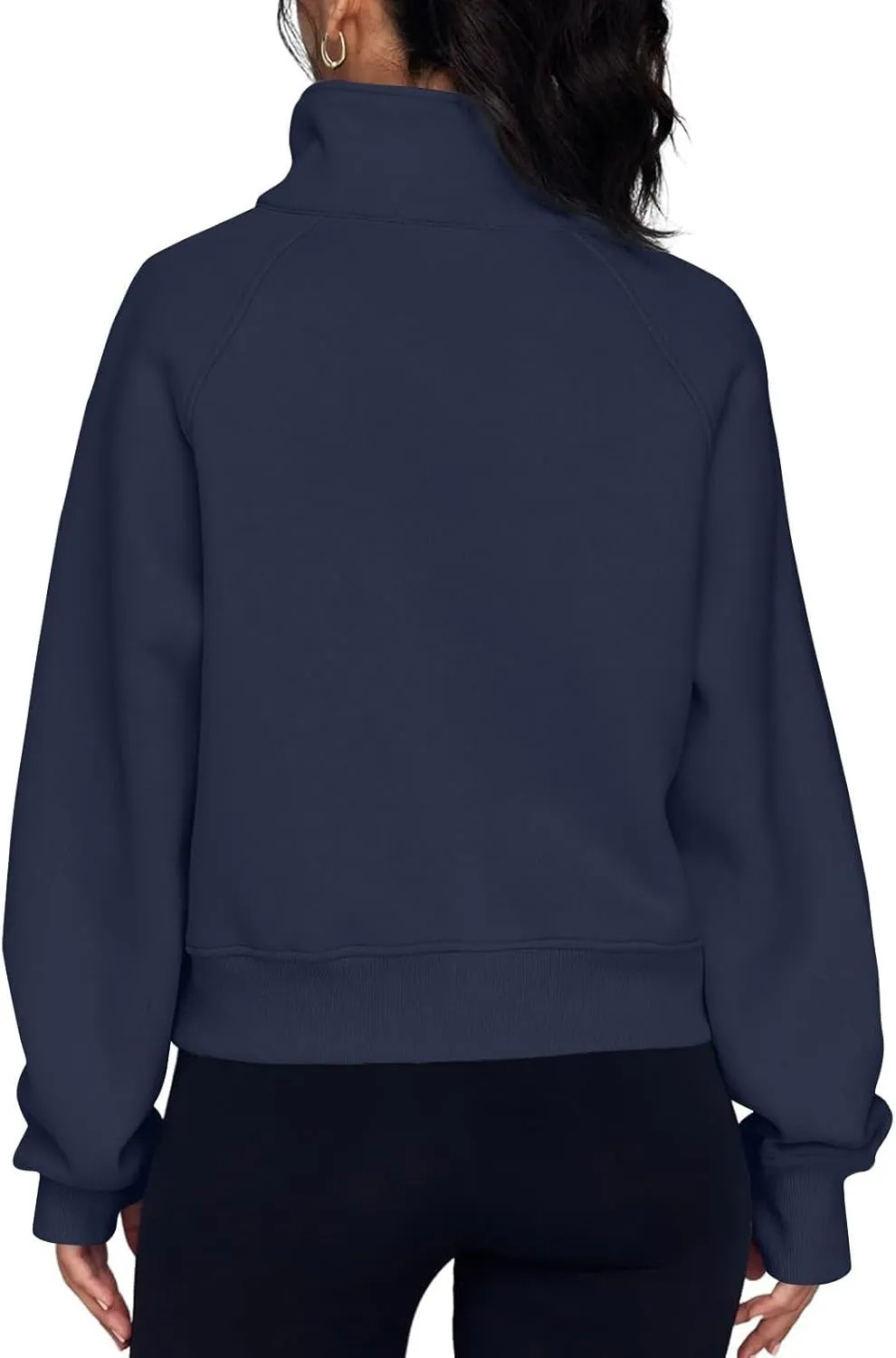 slqdgmryz Half Zip Pullover Women Cropped Fleece Oversized Sweatshirt Cute Pocket 1/2 Zipped Y2k Hoodie with Thumb Holes