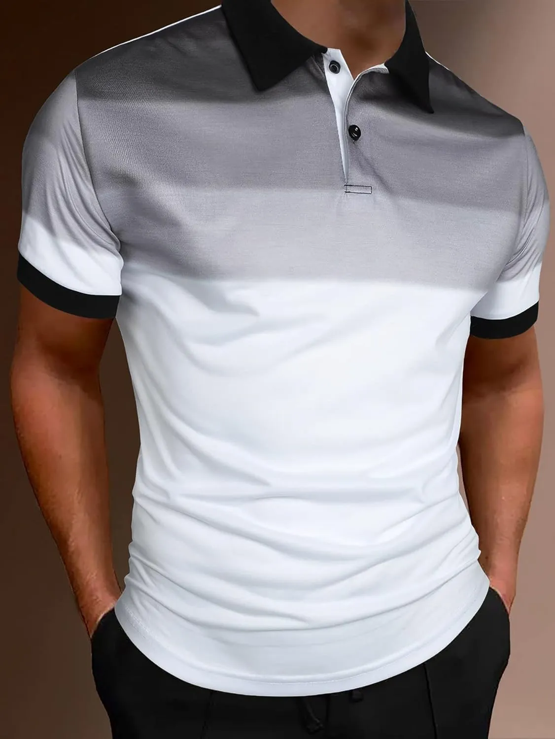 SOLY HUX Men's Golf Shirts Color Tennis Shirt Short Sleeve Casual Work T-Shirt