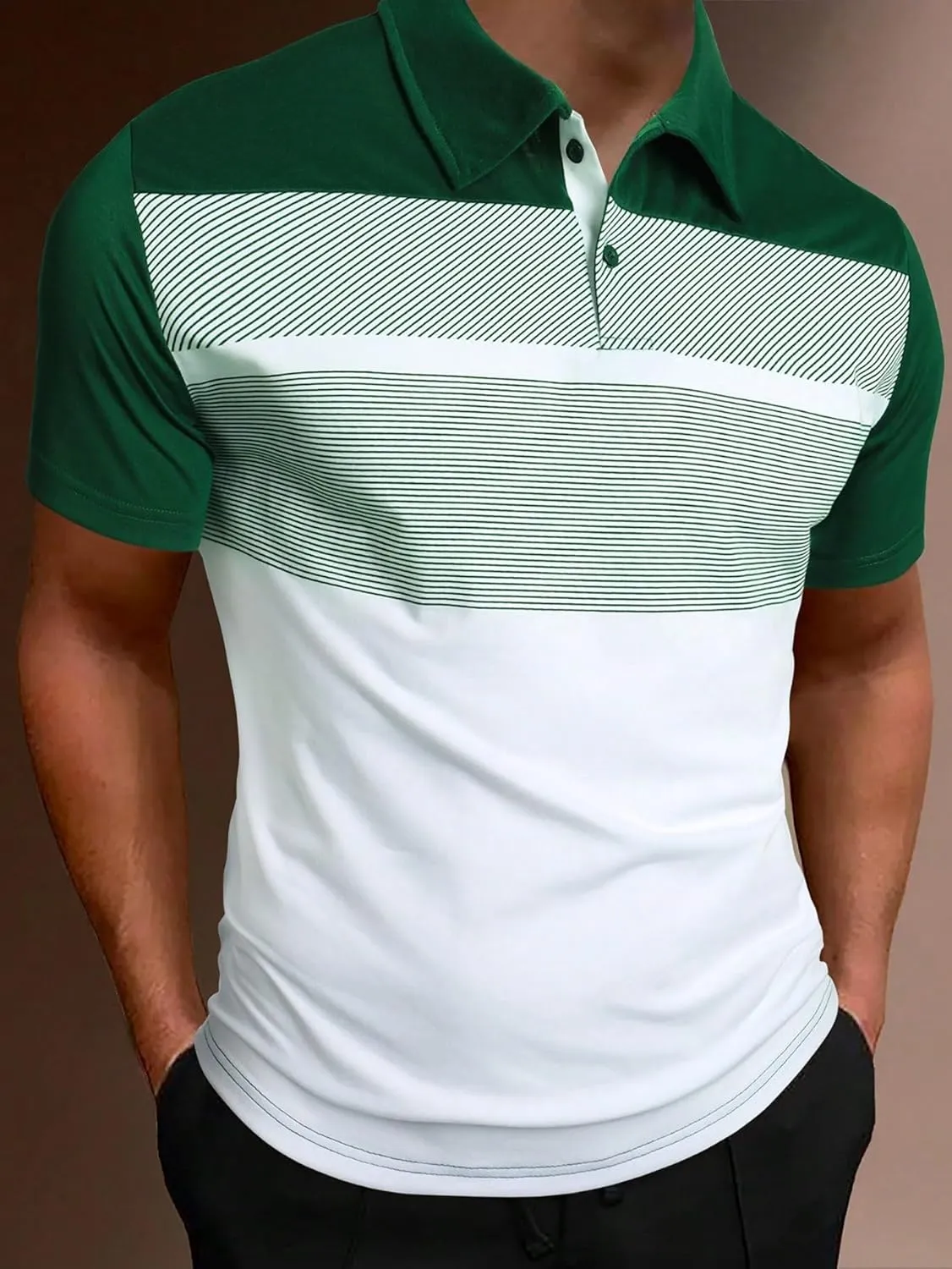 SOLY HUX Men's Golf Shirts Color Tennis Shirt Short Sleeve Casual Work T-Shirt