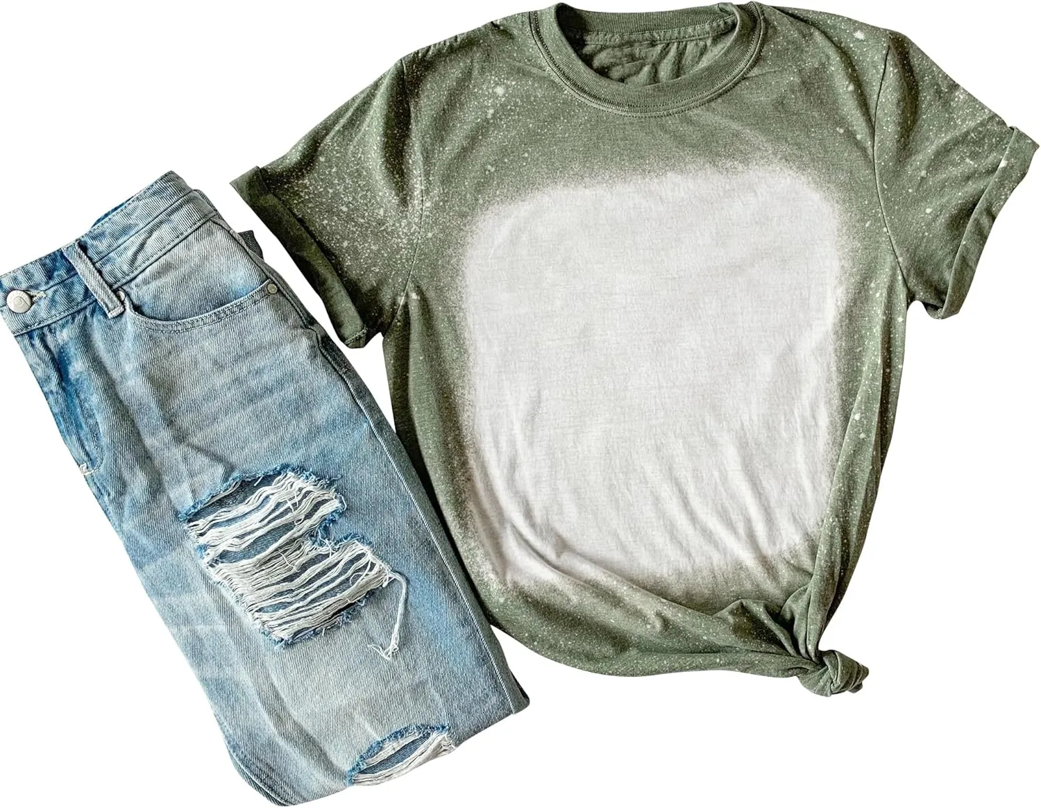 T Shirt Blanks Sublimation Bleached T-Shirt for Women Top Bulk Graphic Tees Comfy Trendy