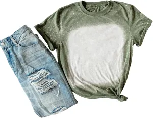 T Shirt Blanks Sublimation Bleached T-Shirt for Women Top Bulk Graphic Tees Comfy Trendy