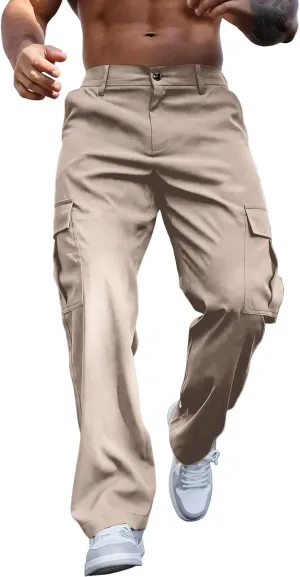 Tactical Cargo Pants for Men Lightweight Workout Pants with Multi-Pocket Active Baggy Trousers