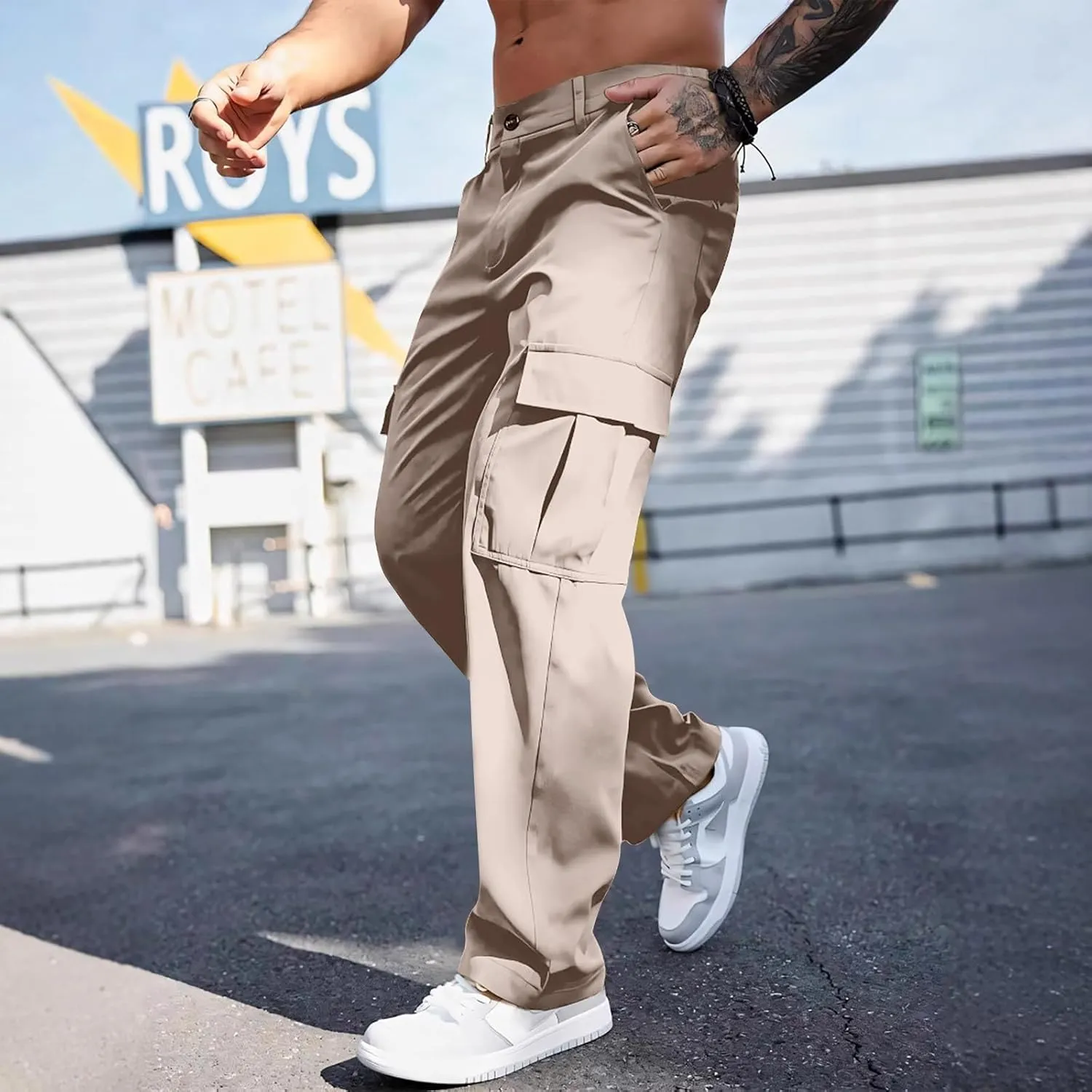 Tactical Cargo Pants for Men Lightweight Workout Pants with Multi-Pocket Active Baggy Trousers