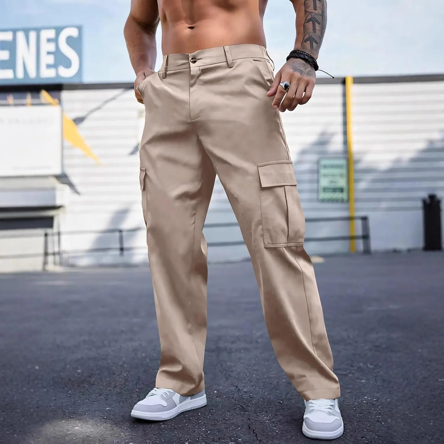 Tactical Cargo Pants for Men Lightweight Workout Pants with Multi-Pocket Active Baggy Trousers
