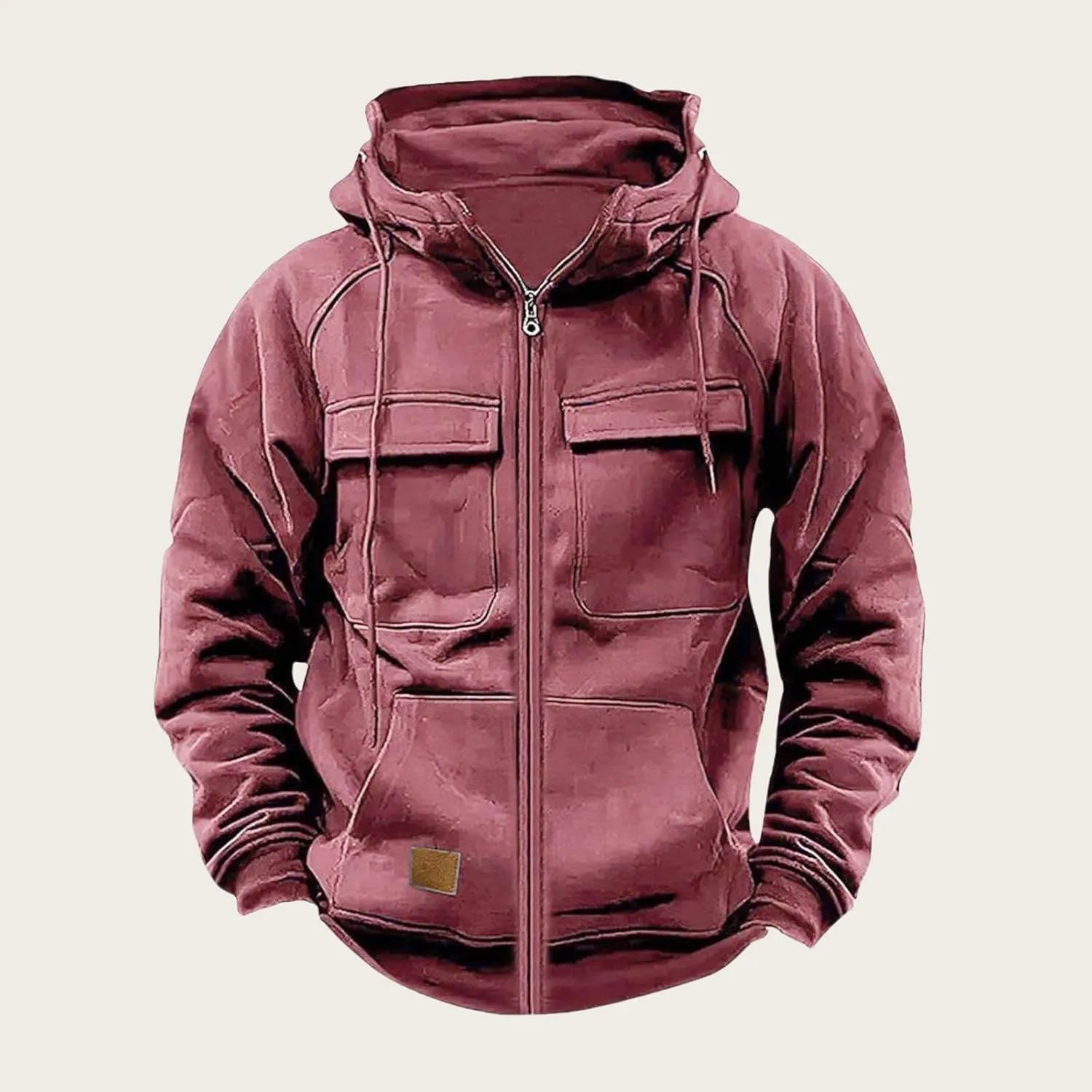Tactical Sweatshirts Men Hoodies Full Zip Long Sleeve Workout Cargo Pullover Sport Outdoor Winter Jacket with Pocket