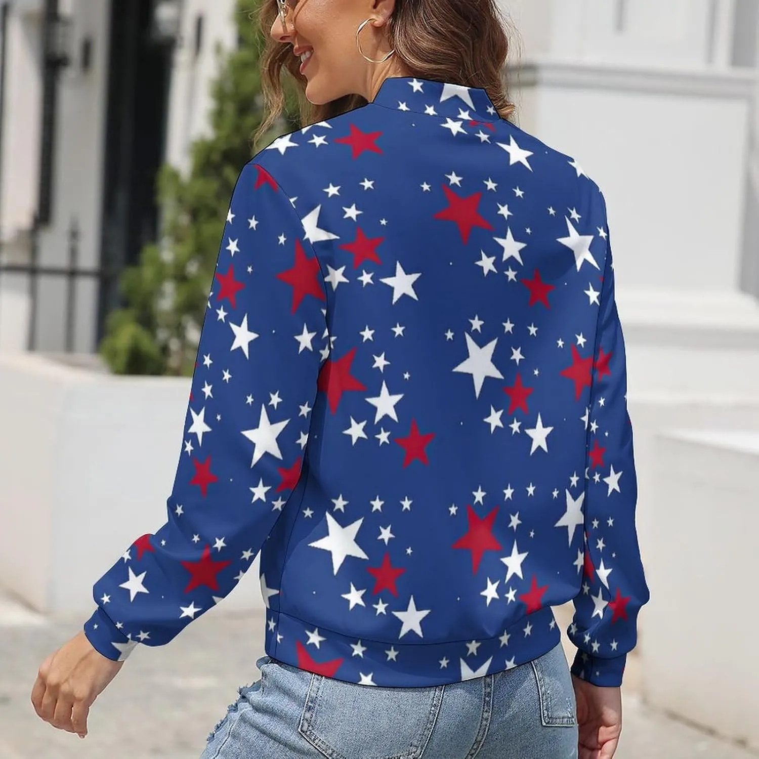 TAIZIYEAH Jacket for Women American Flag Hoodie Zip Up Tops Pullover Long Sleeve Sweatshirts Coat Soft Loose Oversized