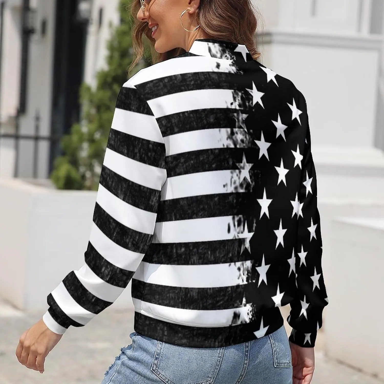 TAIZIYEAH Jacket for Women American Flag Hoodie Zip Up Tops Pullover Long Sleeve Sweatshirts Coat Soft Loose Oversized