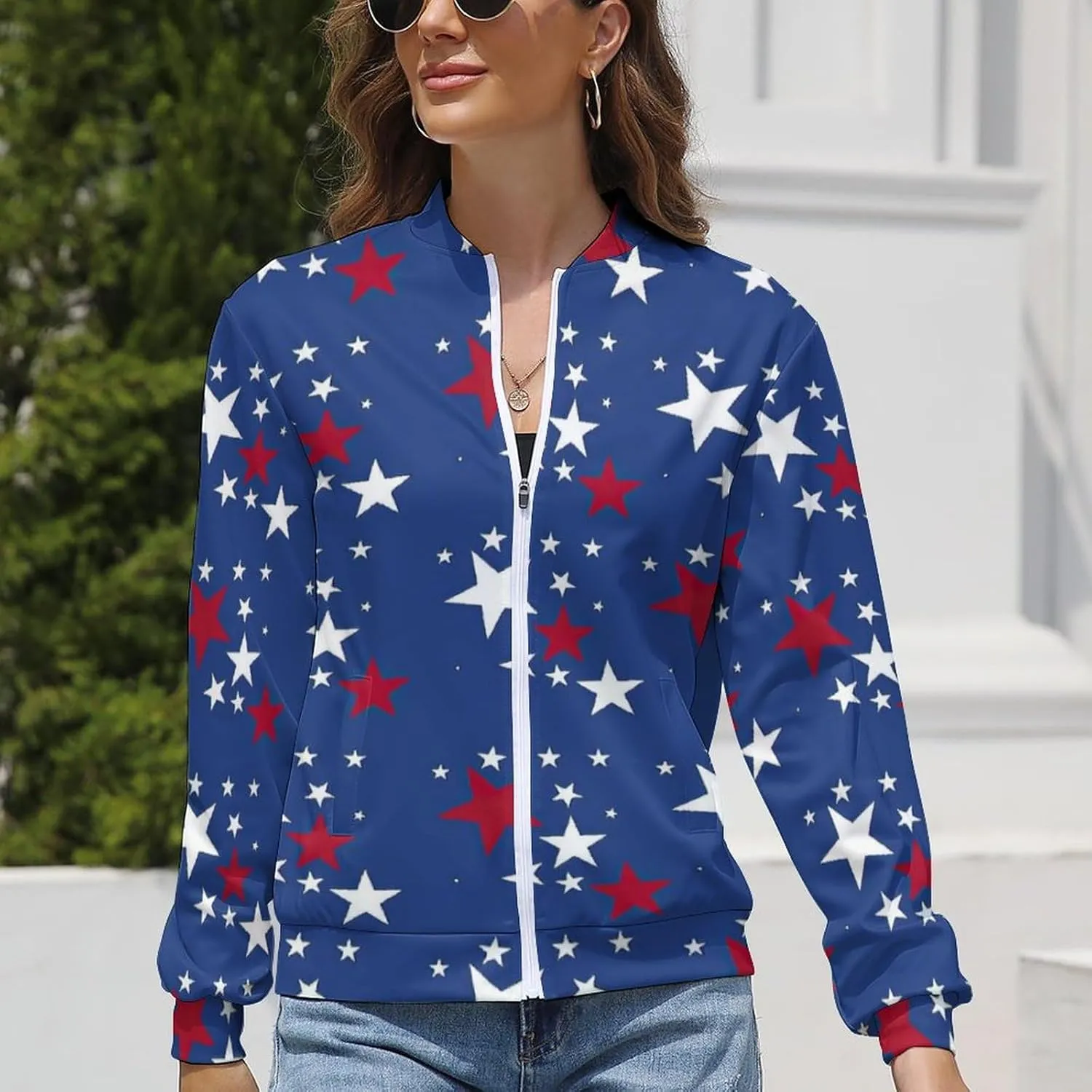 TAIZIYEAH Jacket for Women American Flag Hoodie Zip Up Tops Pullover Long Sleeve Sweatshirts Coat Soft Loose Oversized
