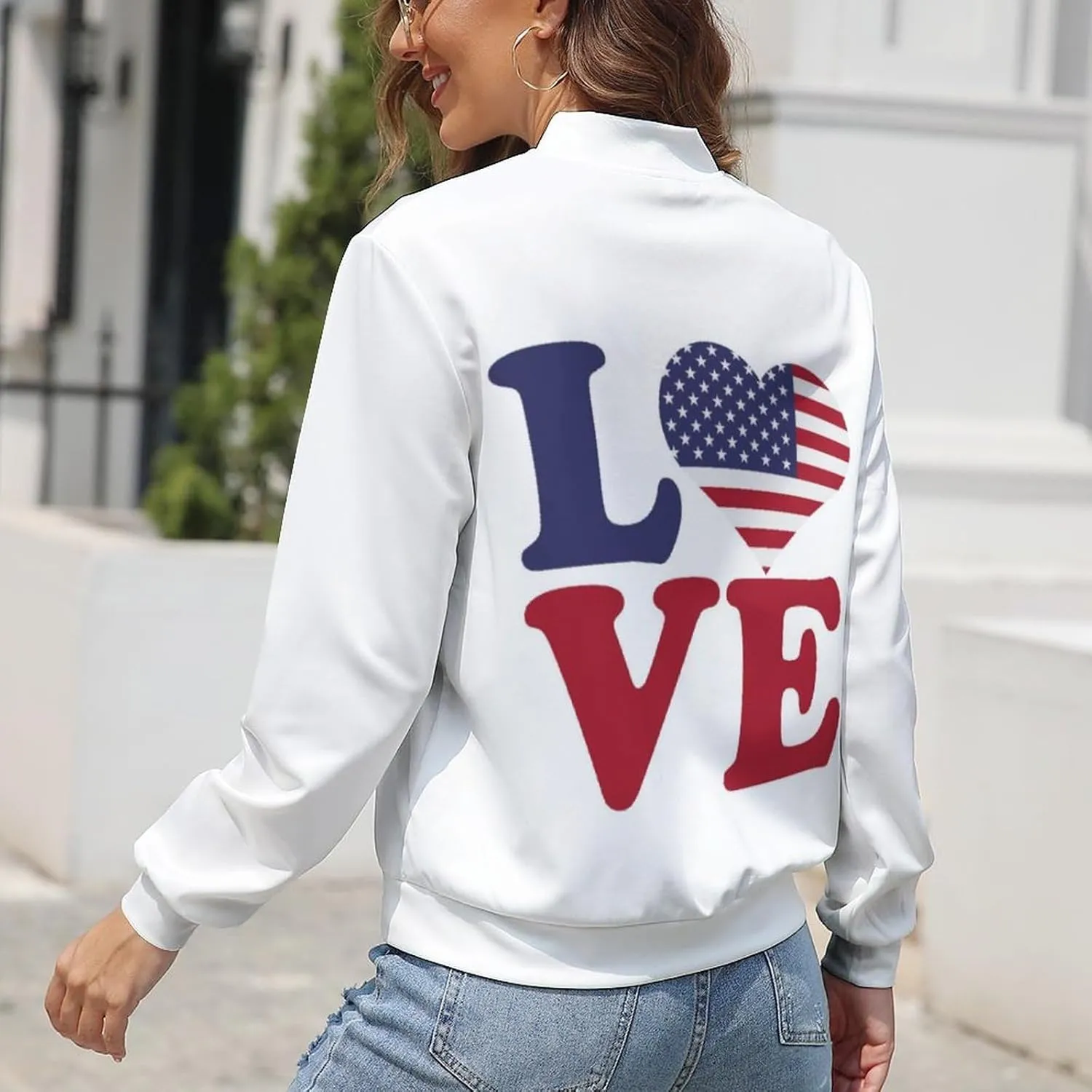 TAIZIYEAH Jacket for Women American Flag Hoodie Zip Up Tops Pullover Long Sleeve Sweatshirts Coat Soft Loose Oversized