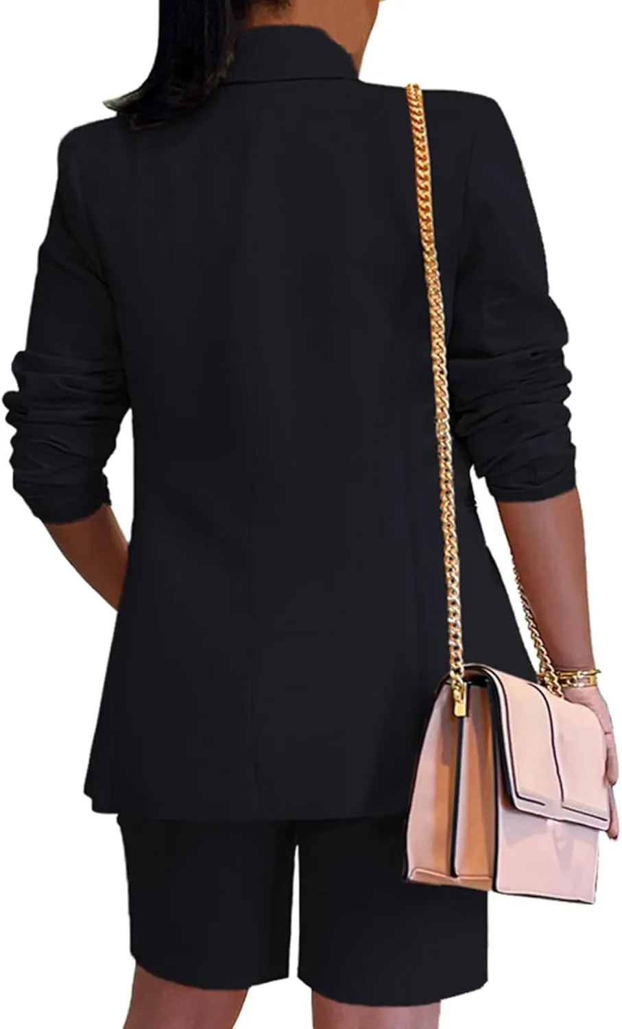 Tcremisa Women's 2025 Fashion Blazer Shorts Set Long Sleeve Office Suit Sets Casual 2 Piece Business Outfits