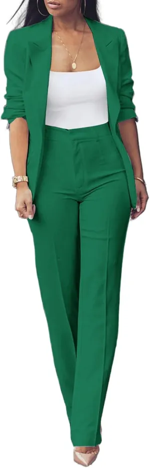 Tcremisa Women's Fashion Fall 2 Piece Pant Suit Dressy Long Sleeve Blazer and Slim Fit Pants Set Business Outfits
