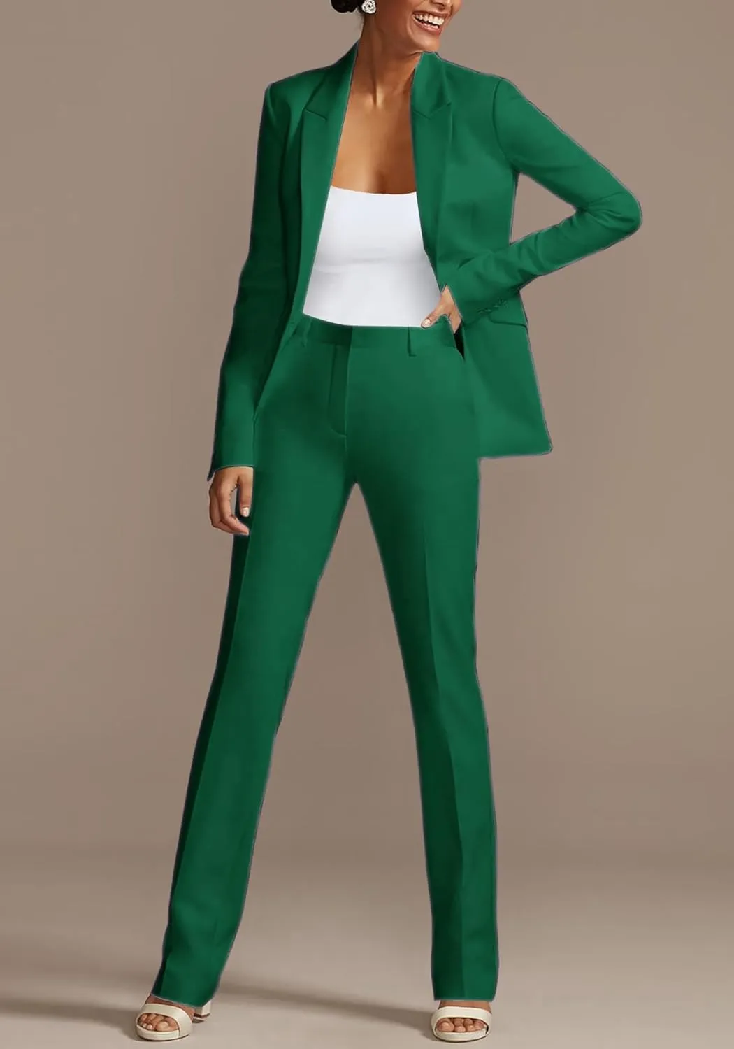 Tcremisa Women's Fashion Fall 2 Piece Pant Suit Dressy Long Sleeve Blazer and Slim Fit Pants Set Business Outfits