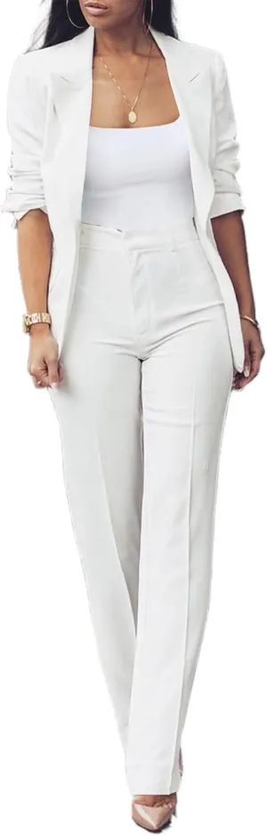 Tcremisa Women's Fashion Fall 2 Piece Pant Suit Dressy Long Sleeve Blazer and Slim Fit Pants Set Business Outfits