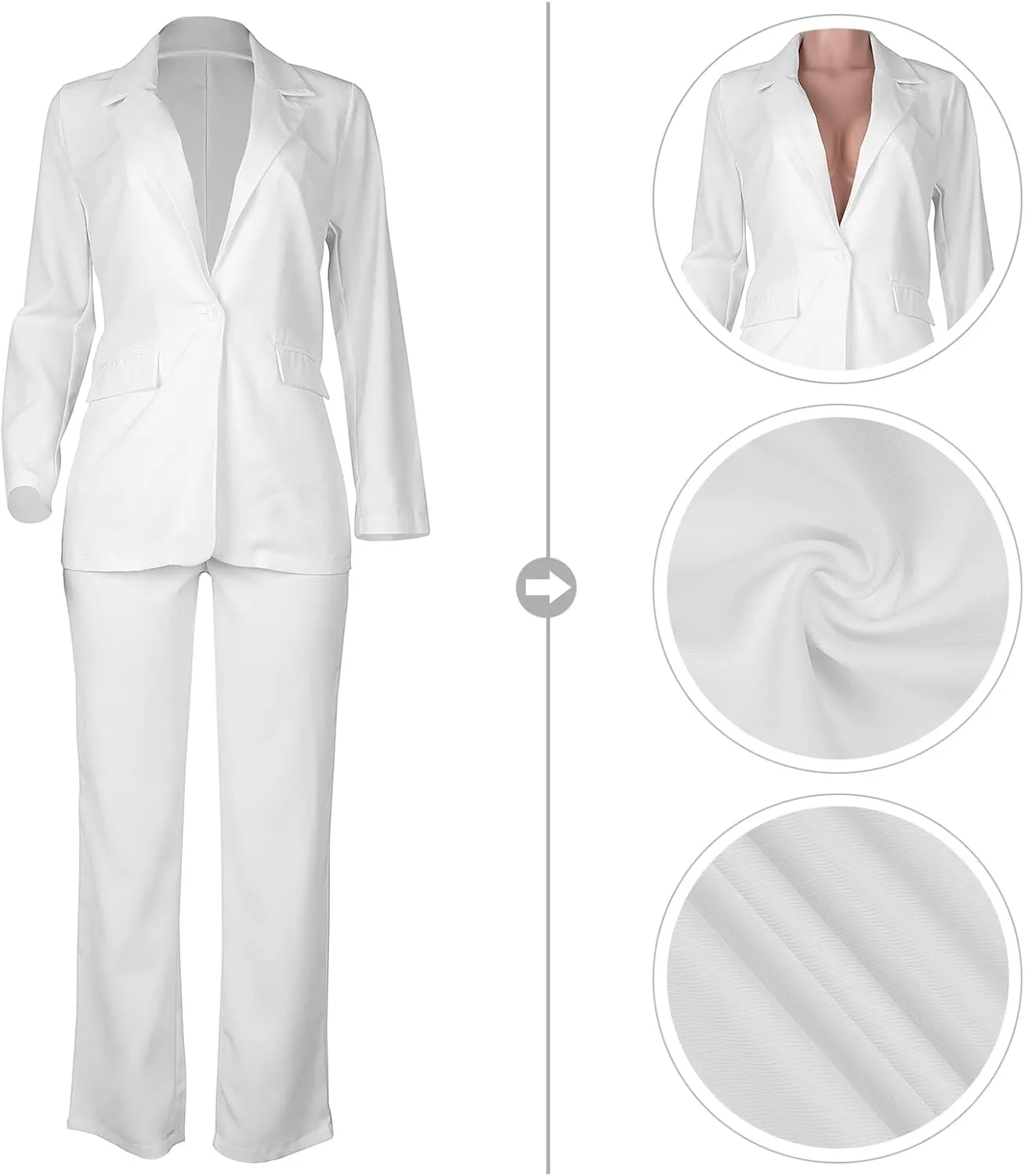 Tcremisa Women's Fashion Fall 2 Piece Pant Suit Dressy Long Sleeve Blazer and Slim Fit Pants Set Business Outfits