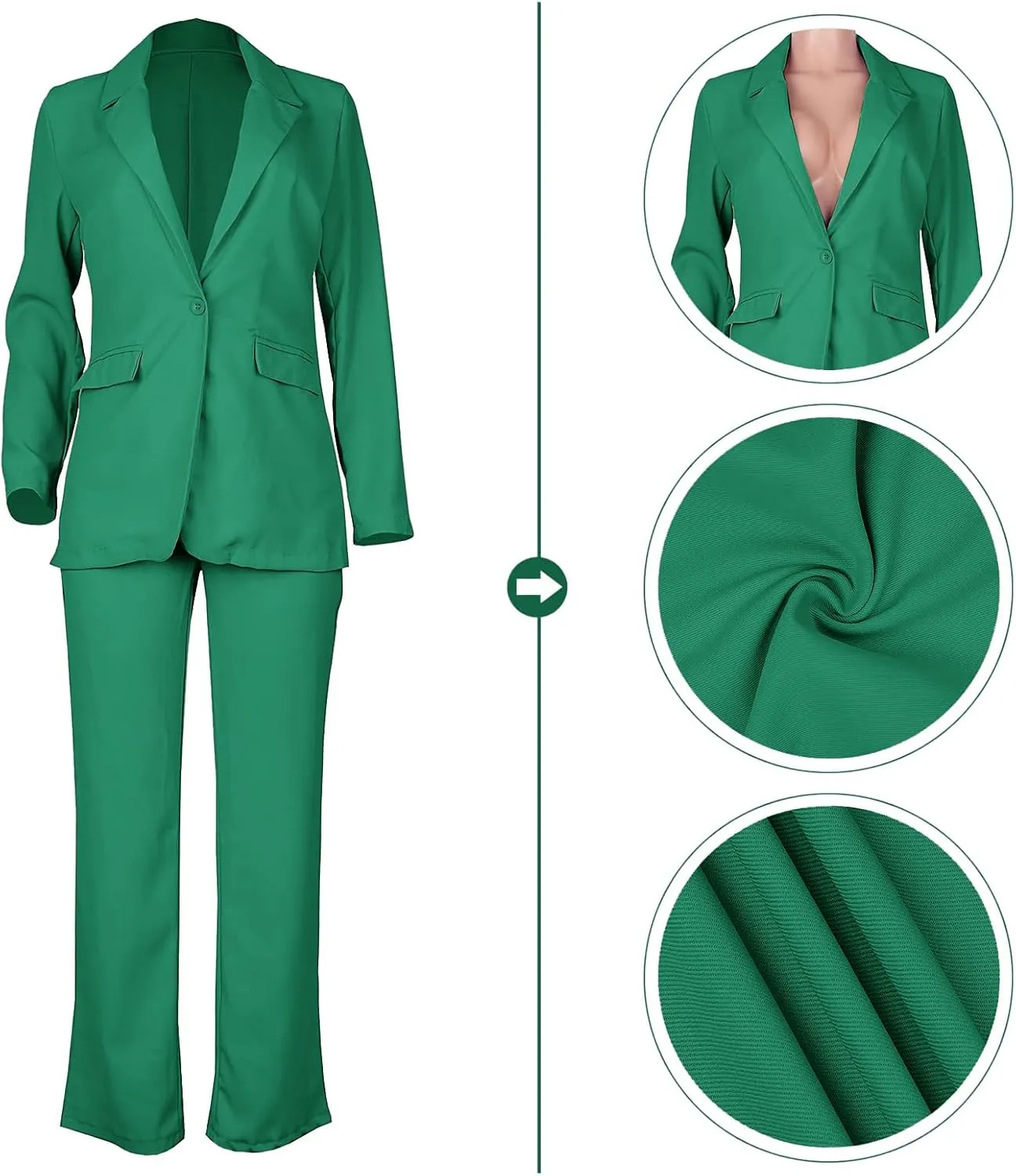 Tcremisa Women's Fashion Fall 2 Piece Pant Suit Dressy Long Sleeve Blazer and Slim Fit Pants Set Business Outfits