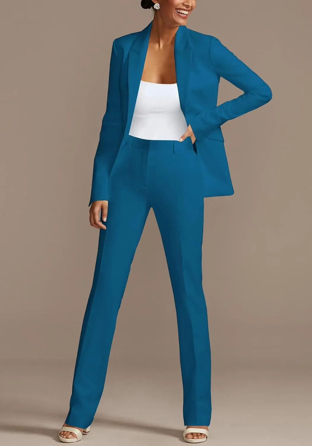 Tcremisa Women's Fashion Fall 2 Piece Pant Suit Dressy Long Sleeve Blazer and Slim Fit Pants Set Business Outfits