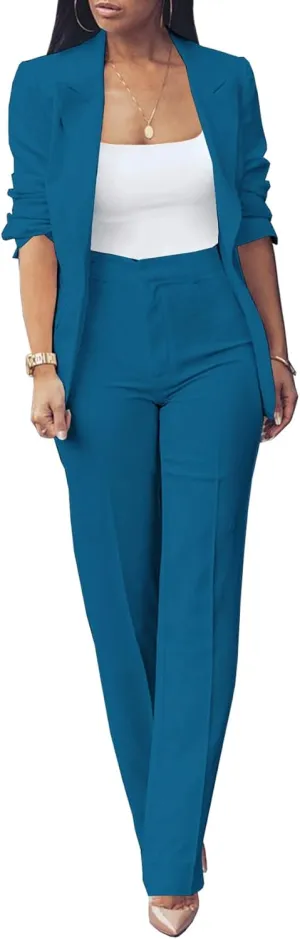 Tcremisa Women's Fashion Fall 2 Piece Pant Suit Dressy Long Sleeve Blazer and Slim Fit Pants Set Business Outfits