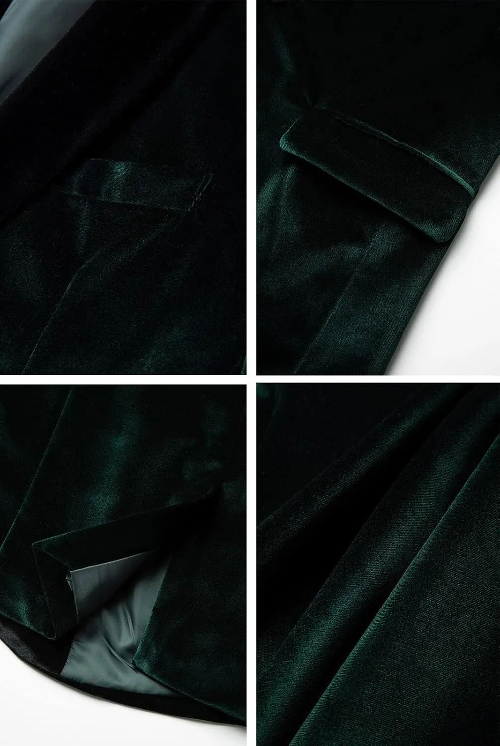 THWEI Mens Velvet Blazer Slim-Fit Solid Color One Button Blazer Sport Coat Jacket for Wedding Dinner Party