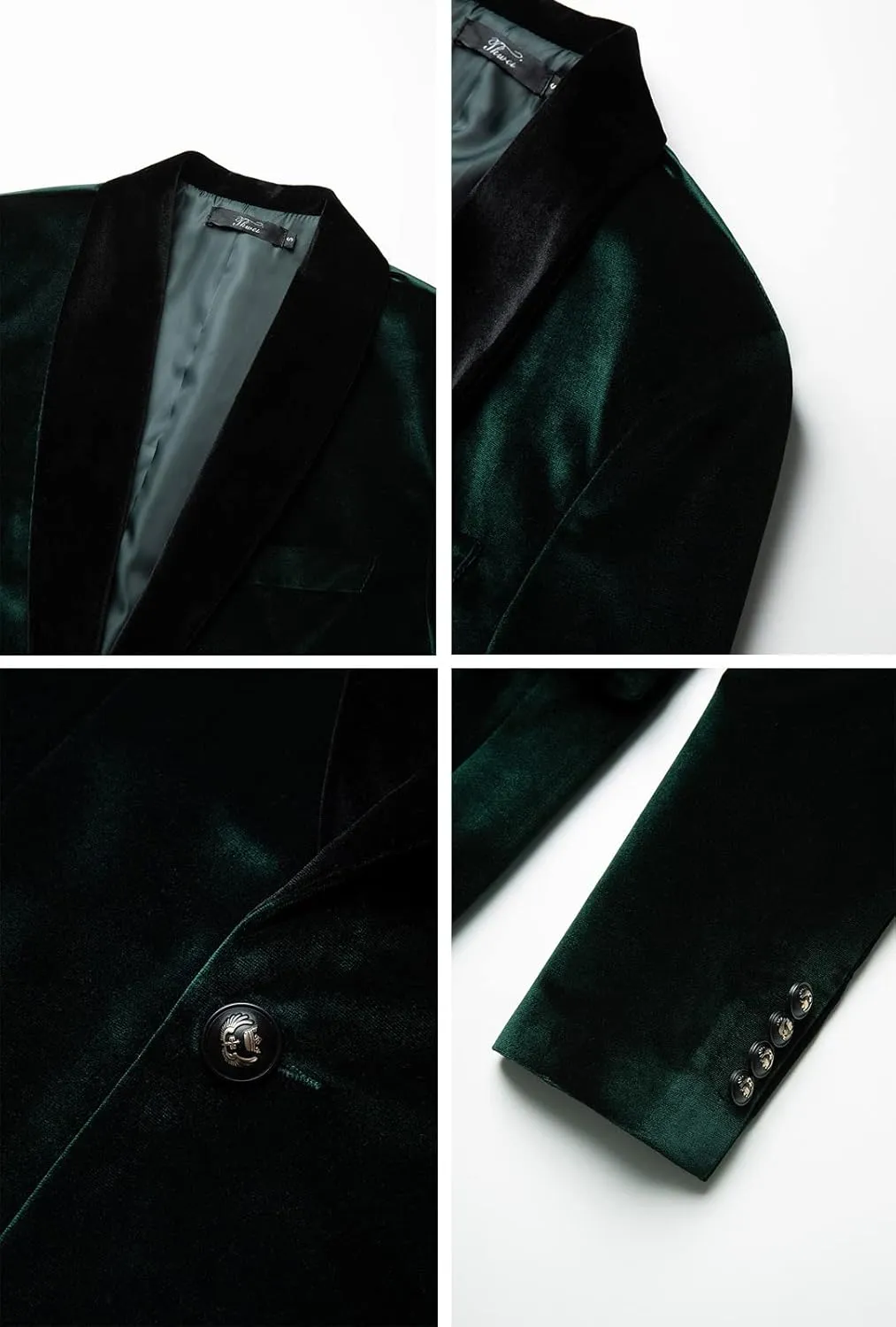 THWEI Mens Velvet Blazer Slim-Fit Solid Color One Button Blazer Sport Coat Jacket for Wedding Dinner Party