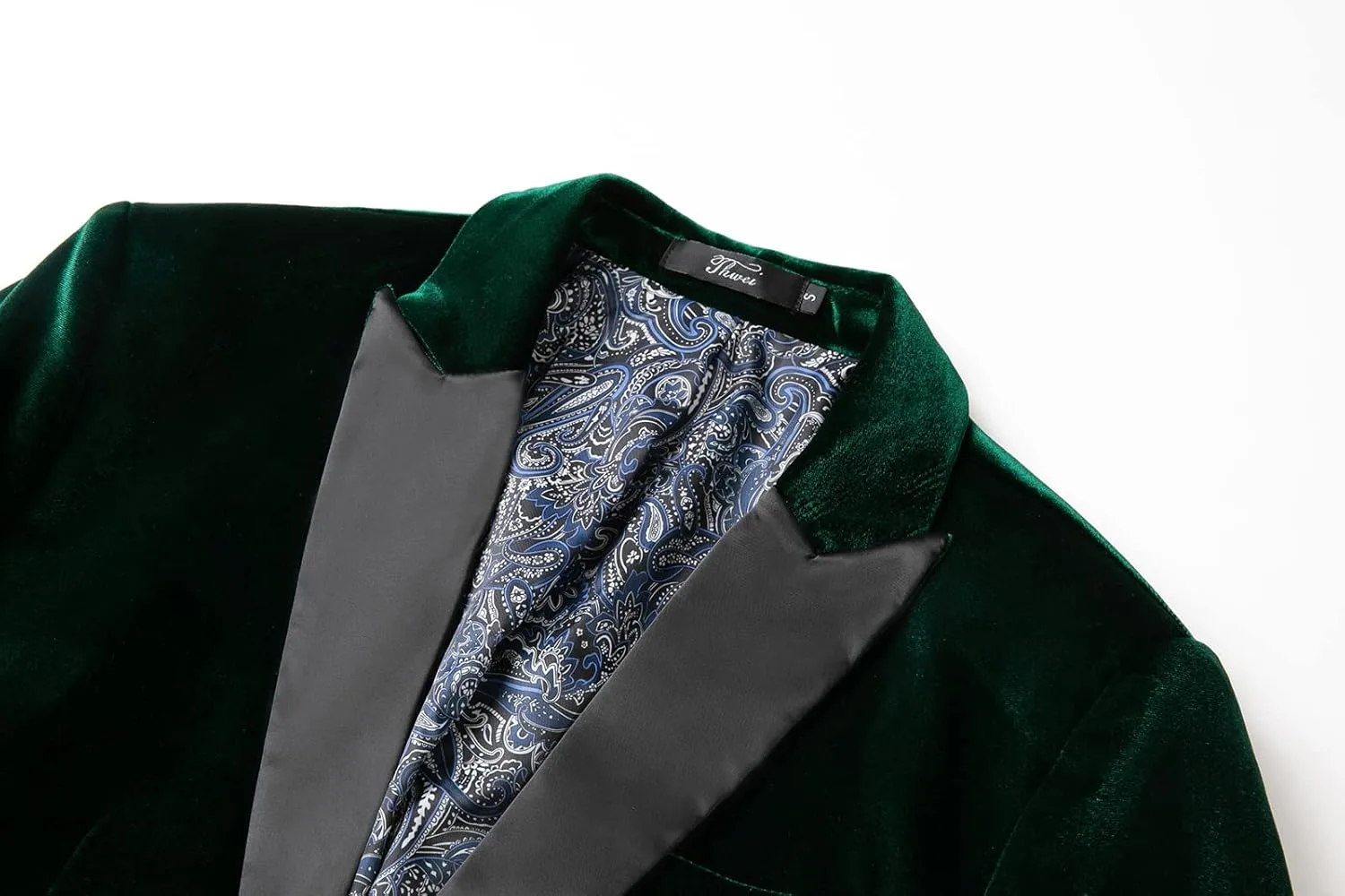 THWEI Mens Velvet Blazer Slim Fit Suit Jacket One Button Tuxedo Blazer Wedding Prom Dinner