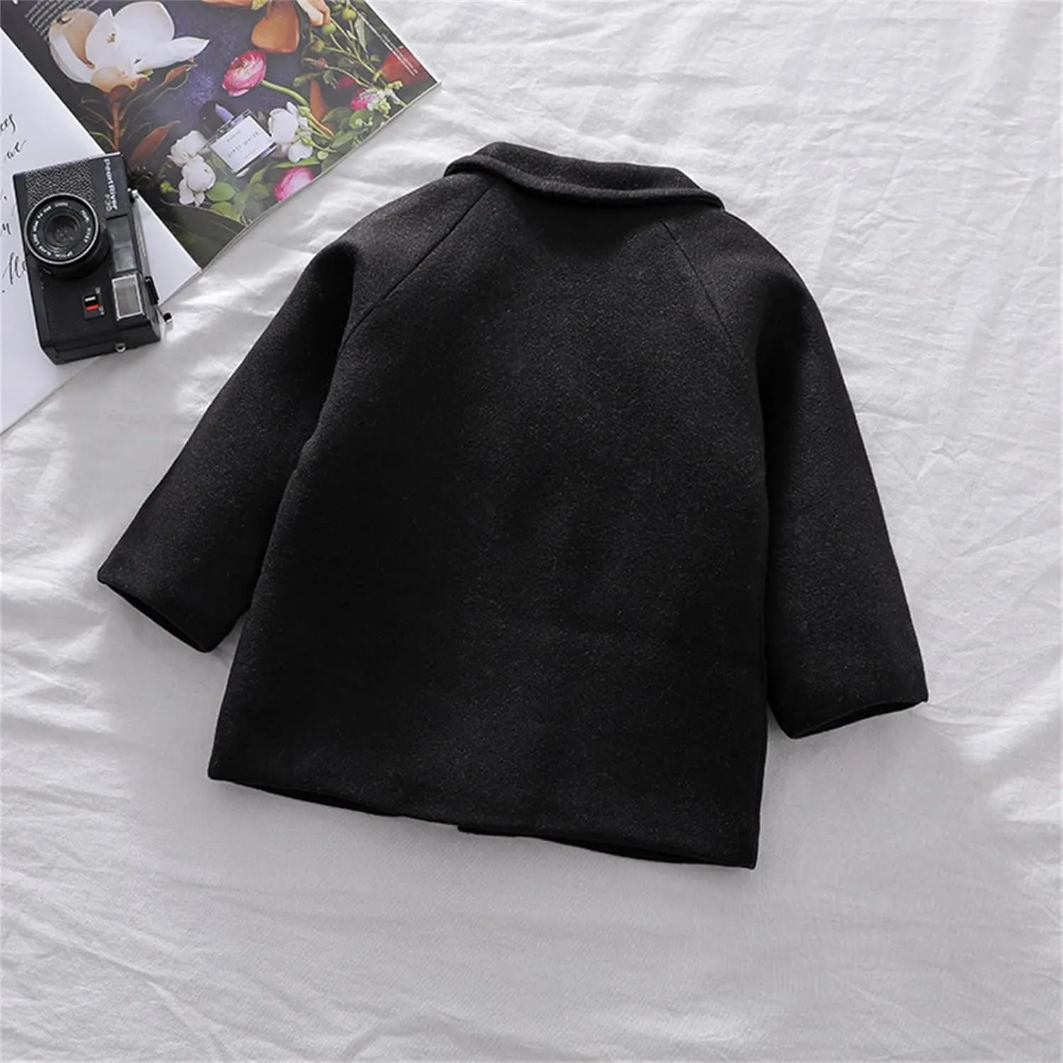 Toddler Kids Plaid Coat Elegant Notched Collar Double Breasted Wool Blend Over Pea Coat Baby Boys Girls Trench Coat Jacket