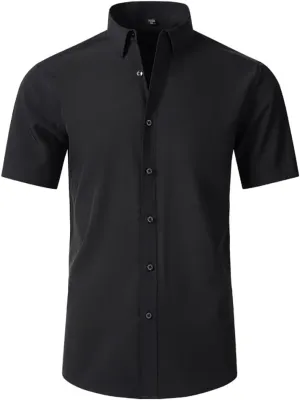 TopTie Men's Short Sleeve Shirt, Wrinkle-Resistant Business Formal Dress Shirt