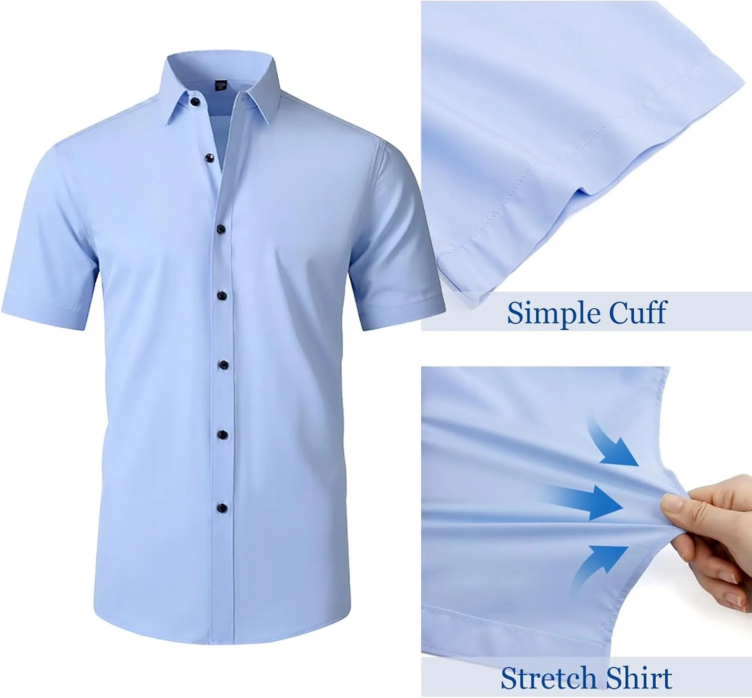 TopTie Men's Short Sleeve Shirt, Wrinkle-Resistant Business Formal Dress Shirt