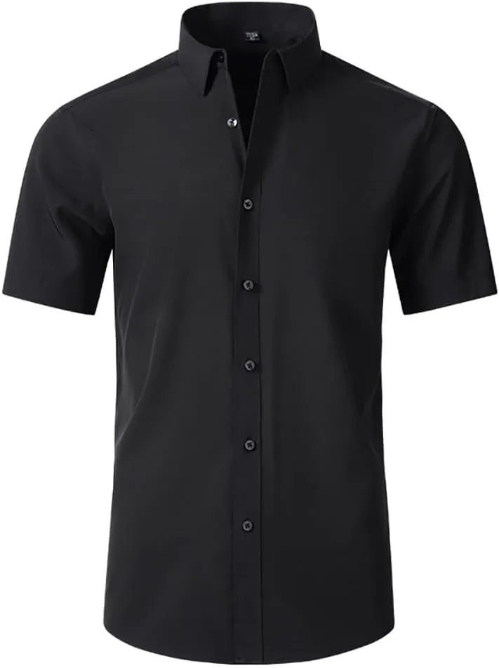 TopTie Men's Short Sleeve Shirt, Wrinkle-Resistant Business Formal Dress Shirt