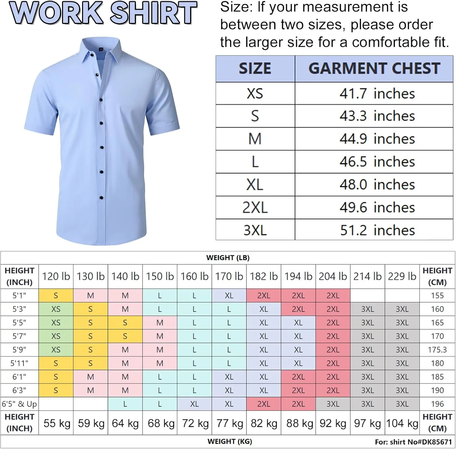 TopTie Men's Short Sleeve Shirt, Wrinkle-Resistant Business Formal Dress Shirt