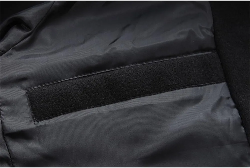 Trench Coat Men Single Breasted Wool Blend Coat, Notched Lapel Mid Length Pea Coat, Warm Winter Trench Coat With Pockets