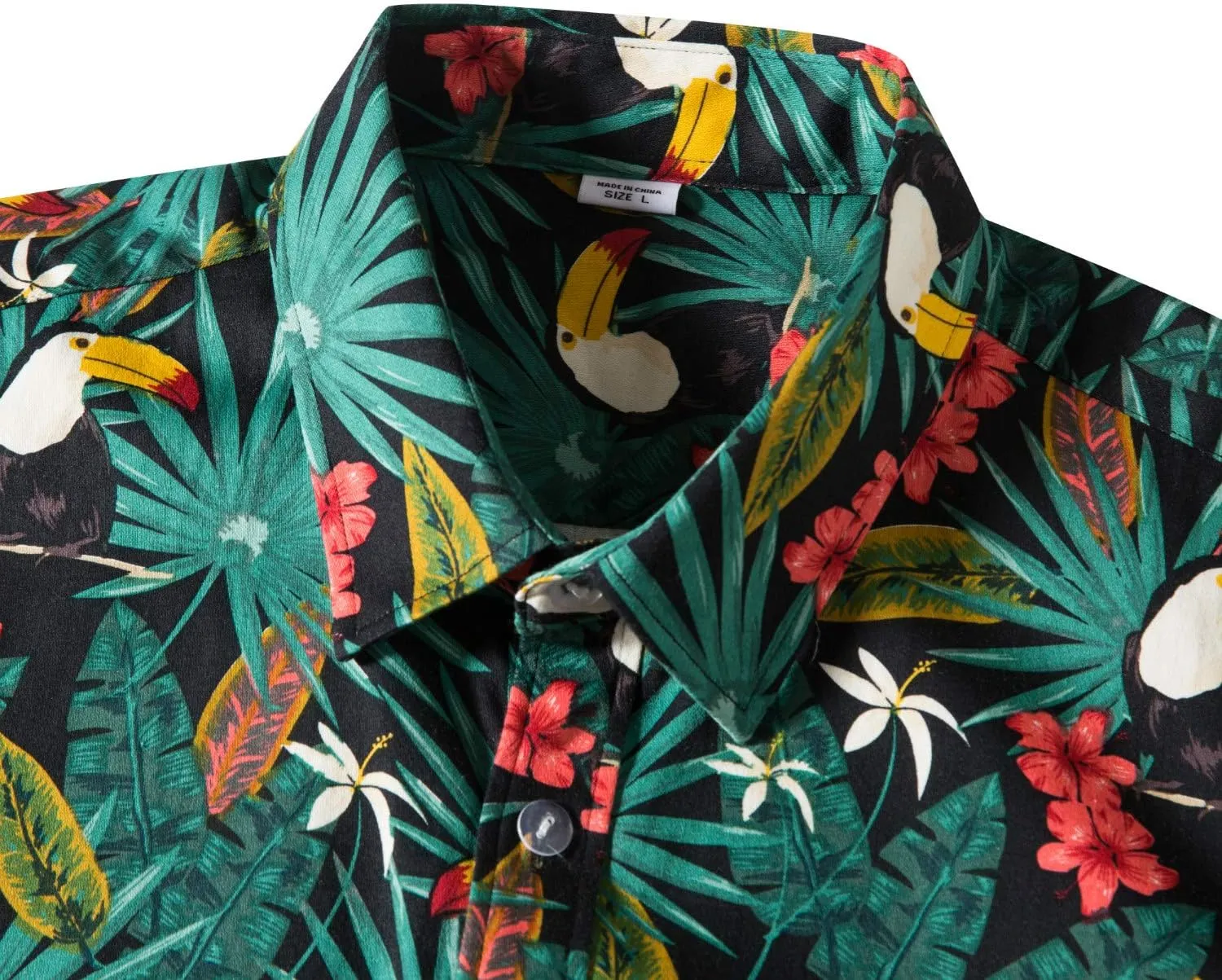 TUNEVUSE Mens Flower/Pineapple/Bird Print Hawaiian Short Sleeve Shirt Casual Button Down Tropical Shirt