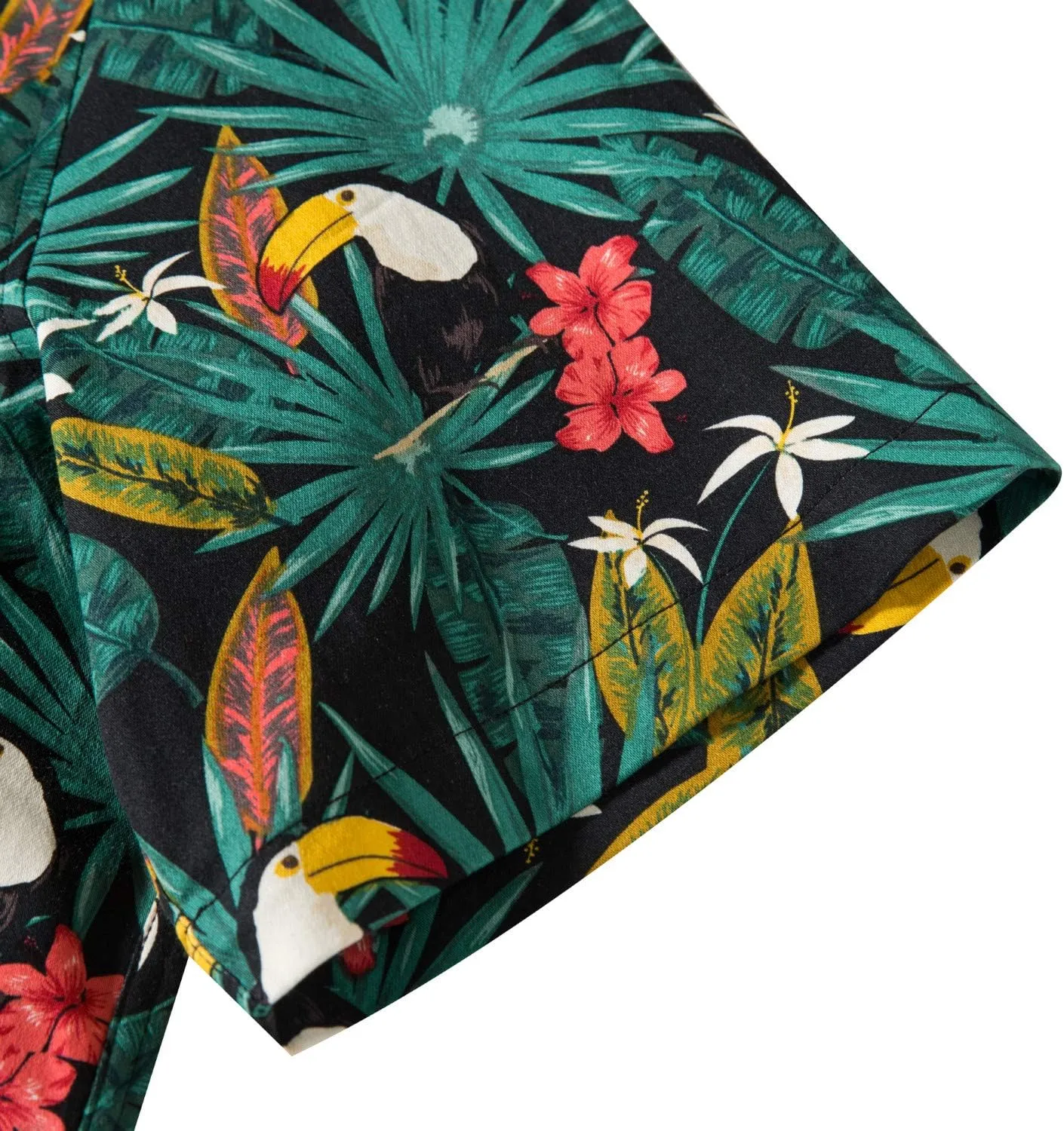 TUNEVUSE Mens Flower/Pineapple/Bird Print Hawaiian Short Sleeve Shirt Casual Button Down Tropical Shirt