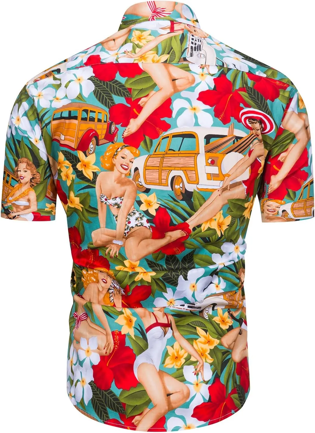 TUNEVUSE Mens Flower/Pineapple/Bird Print Hawaiian Short Sleeve Shirt Casual Button Down Tropical Shirt